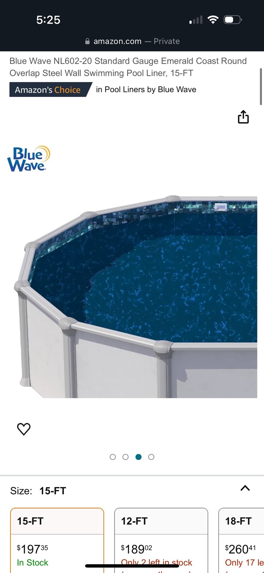 Blue Wave 15 Ft Round Pool Overlap Liner