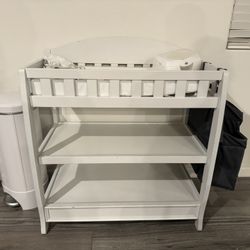 Changing table, wet wipe warmer, and diaper pail