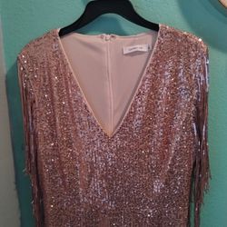 Beautiful Cooper Rose Gold Color Party Dress Size Large Has Some Stretch..Very Blingy Dress!..Brand New!