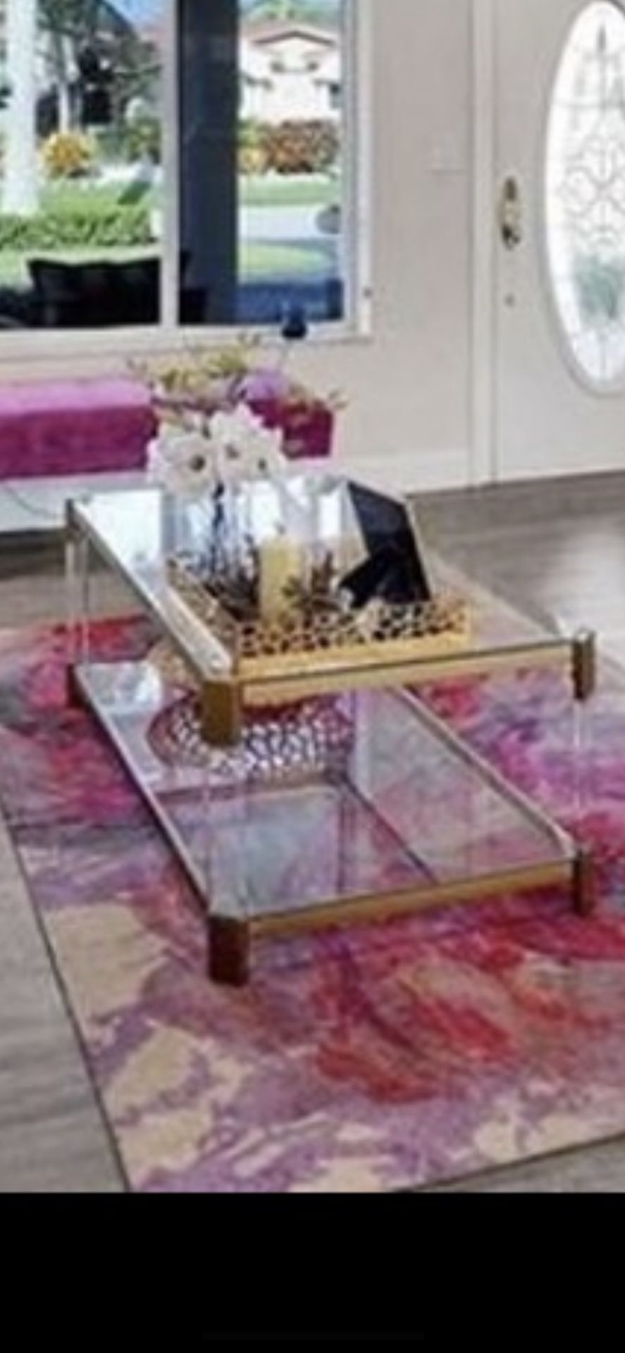 Beautiful Gold Glass Coffee Table 