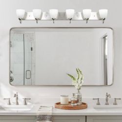 Kira Home Armada 48" 6-Light Modern Vanity/Bathroom Light with Brushed Nickel Finish and Frosted Glass Shades(Y018)
