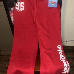 Red Disney Pixar Cars Themed Wide-leg Sweatpants Size Large NWT