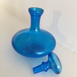 cobalt blue glass decanter genie in a bottle design (genie not included) beautiful condition