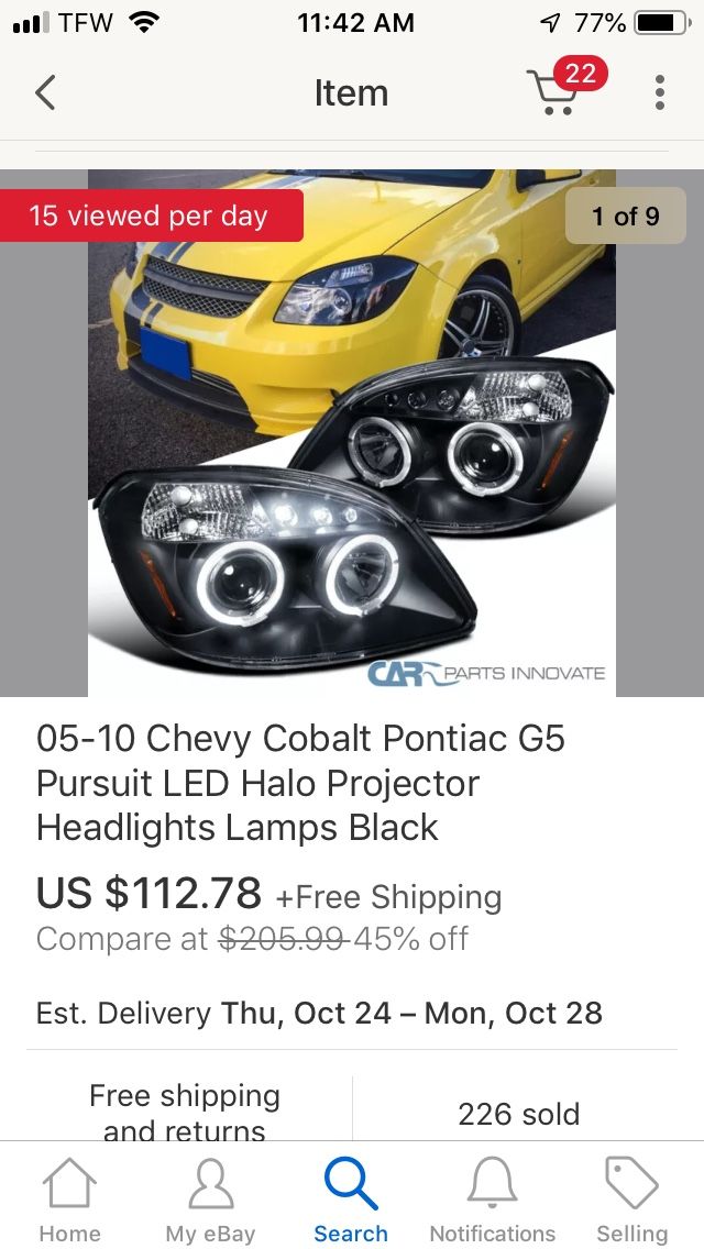 Chevrolet Chevy Cobalt Pontiac G5 headlight parts