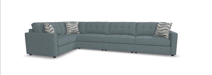 Bob’s Furniture 6-Piece Modular Sectional with Built-In Storage – Denim Blue