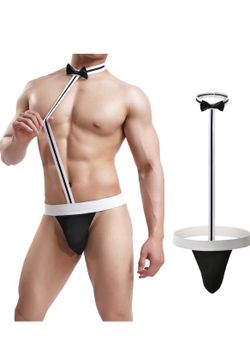 Shinywear Men's Sexy Mankini Costume Suspender Swimsuit Swimwear Thong Underwear