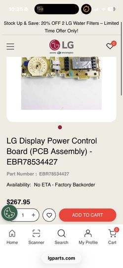 LG Display Power Control Board (PCB Assembly) - EBR(contact info removed)7
