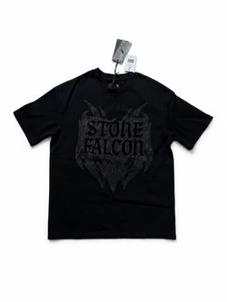 Stone Falcon Black Graphic T-Shirt – Men’s Short Sleeve Cotton Blend Tee