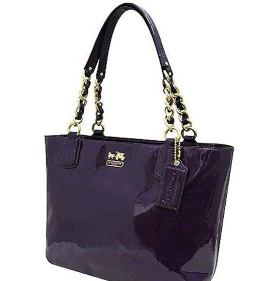 Purple Patent Leather Coach Tote Handbag