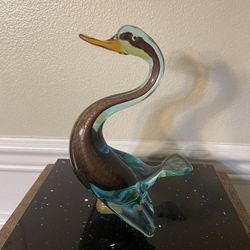 Murano MCM Vintage Glass Duck Swan Bird Art Glass Sculpture 8”