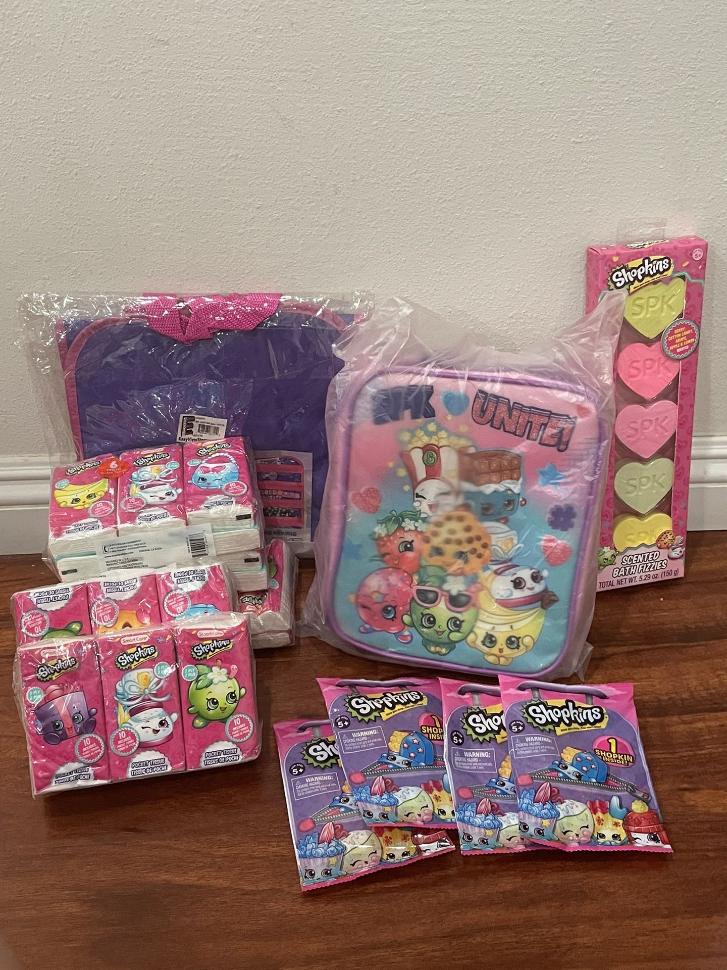 Shopkins - NEW Lunch bag, Blind Bag Toys, Tissue Packs, Bath Bomb, storage Tote,