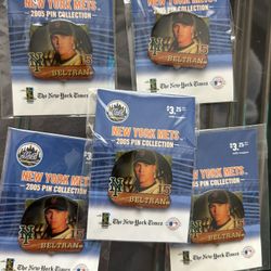 5 future “Hall of Famer”CARLOS BELTRAN New York Mets 2005 Pin Collection Hat Lapel Pins