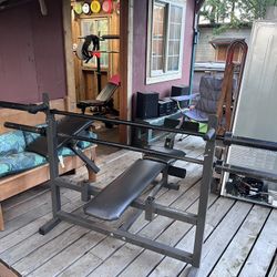 Weight Bench And2 Olympic Straight Bars $125