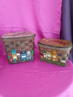 Caro Nan hand painted and signed baskets
