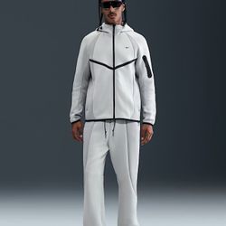 Nike Tech Color-Block Full Zip Fleece Windrunner Jacket IF1325-034 Open Fleece Pants IF1323-034 XS