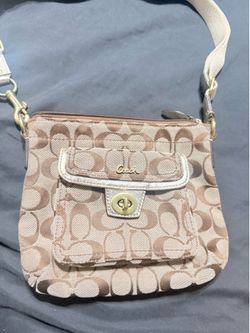 Coach Signature Collection Khaki Canvas Swing Pack Crossbody Bag