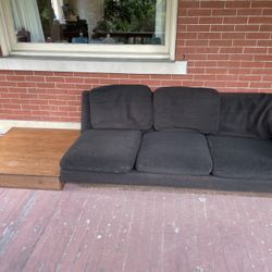 Modern Felt Sofa With Oak Side Table