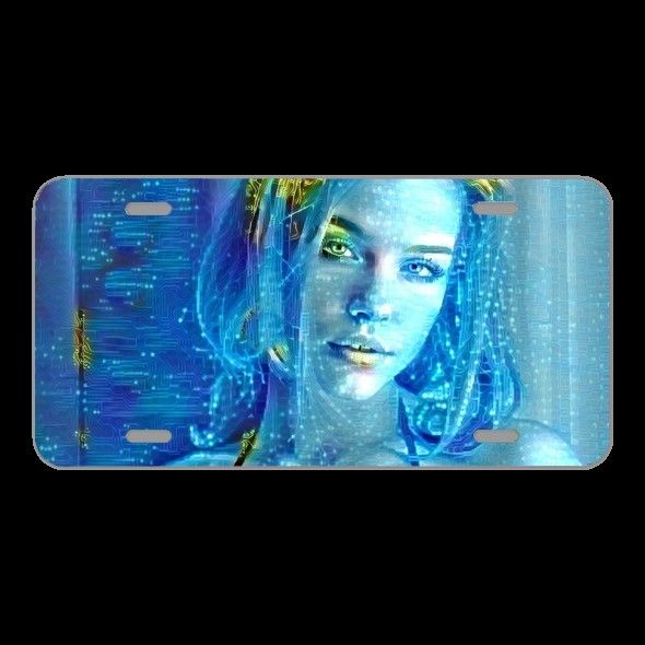License Plate Novelty Car Front Woman Art Science Technology Light