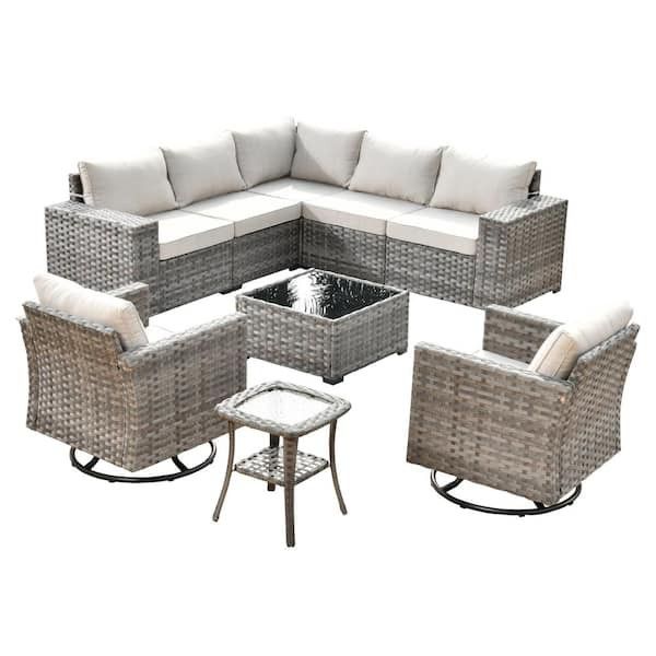 Patio Furniture Set Brand New Inside The Box With Swivel Rocking Chairs High Quality Extra Thick Cushions Outdoor Patio Furniture Set