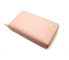 Gucci Soft Pink Leather Gold Interlocking G Zip Around Wallet (contact info removed)