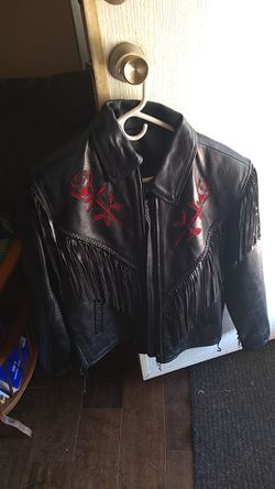 Leather motorcycle jacket.with removable vest