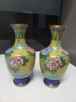 ONE LEFT -- 9" Antique Cloisonne Vase