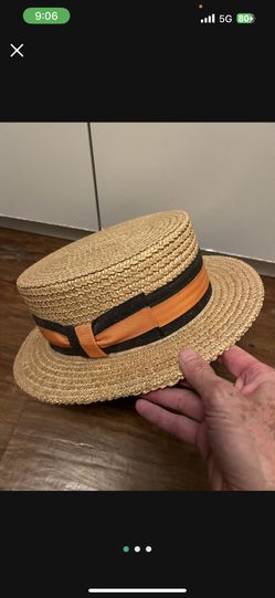 Vintage Straw Boater Hat Made In Italy