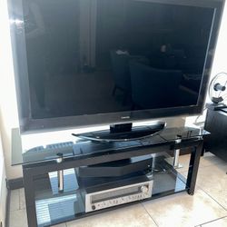 INSIGNIA TV Stand - Up to 55” Two Tier Glass Shelves And Steel Frame