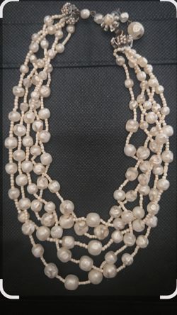 Miriam Haskell multistrand baroque pearl necklace.