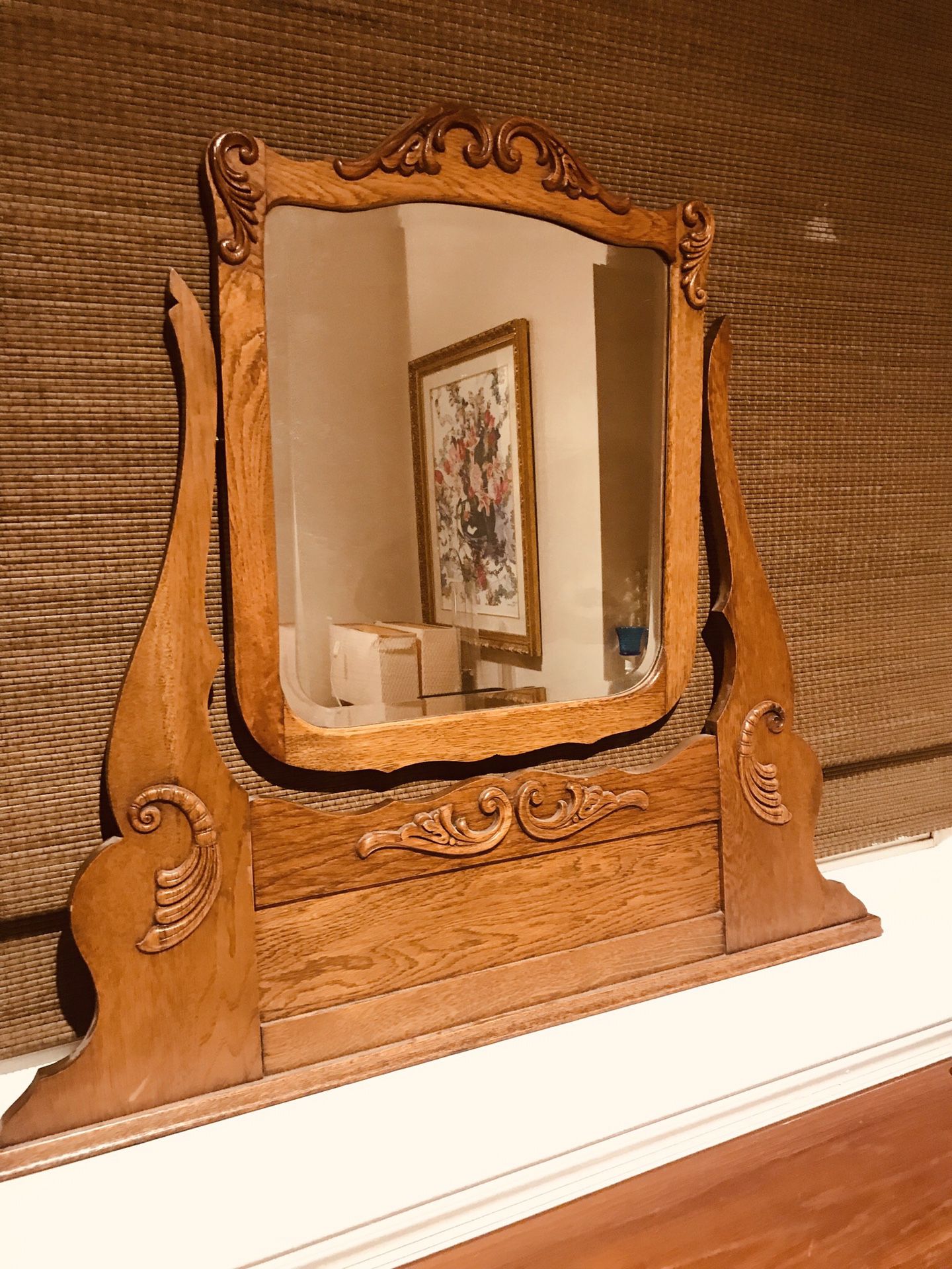 Antique dresser-top beveled Mirror