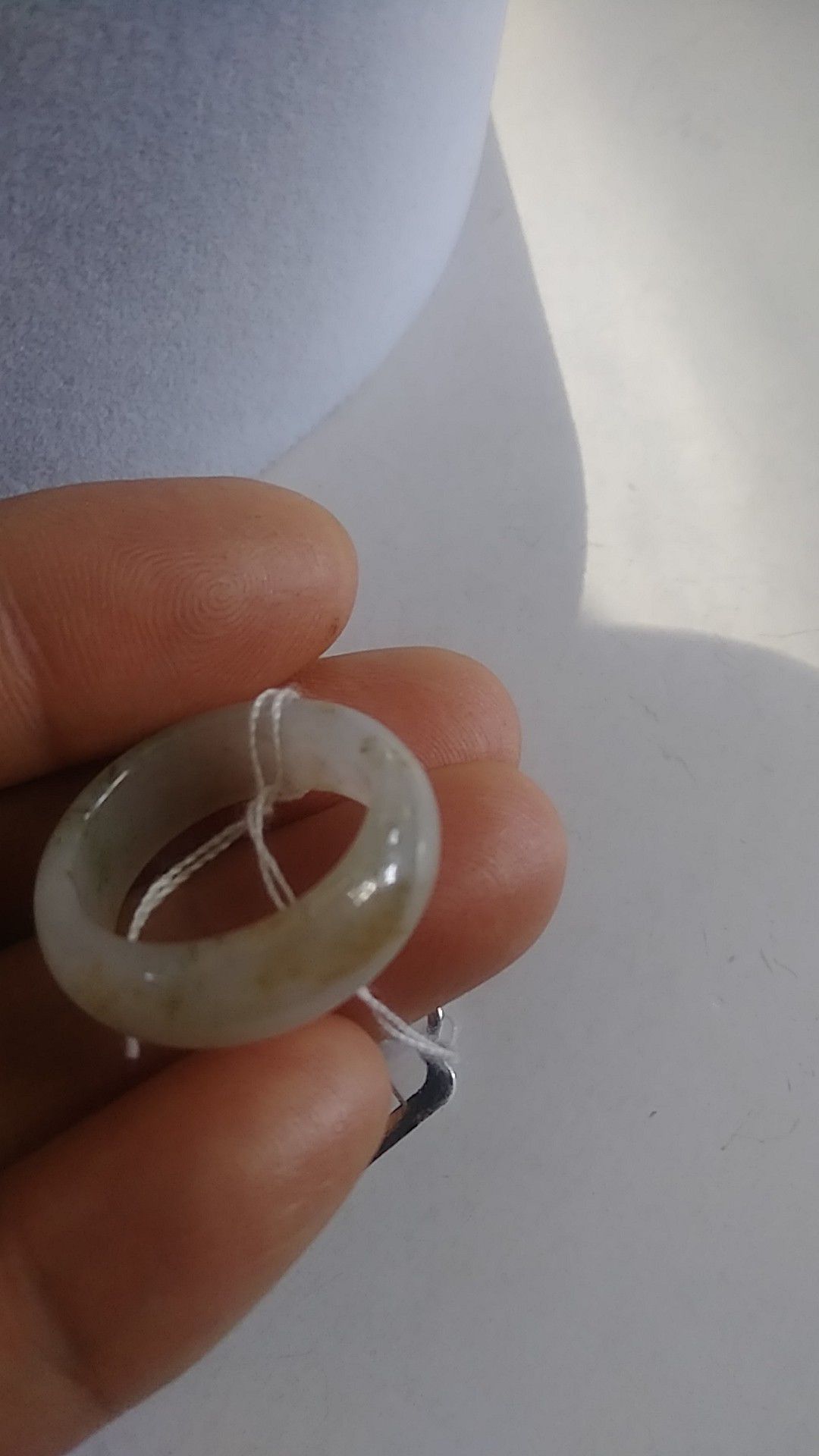 (7) size 8/18.1mm fengshui genuine white icy brownish Genuine Burma jade jadeist ring