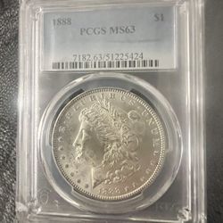1888 Morgan Silver $1 Coin PCGS MS 63