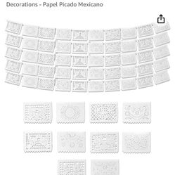 Papel Picado - Mexican Paper Flag banner (white Color)