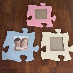 Wood Puzzle Frame / Baby Wood Frame / Pink , Blue , White Puzzle Frame 