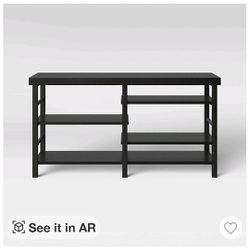 New Target Room Essentials Adjustable Storage TV Stand Shelf Black Wood Grain Finish (92802)
