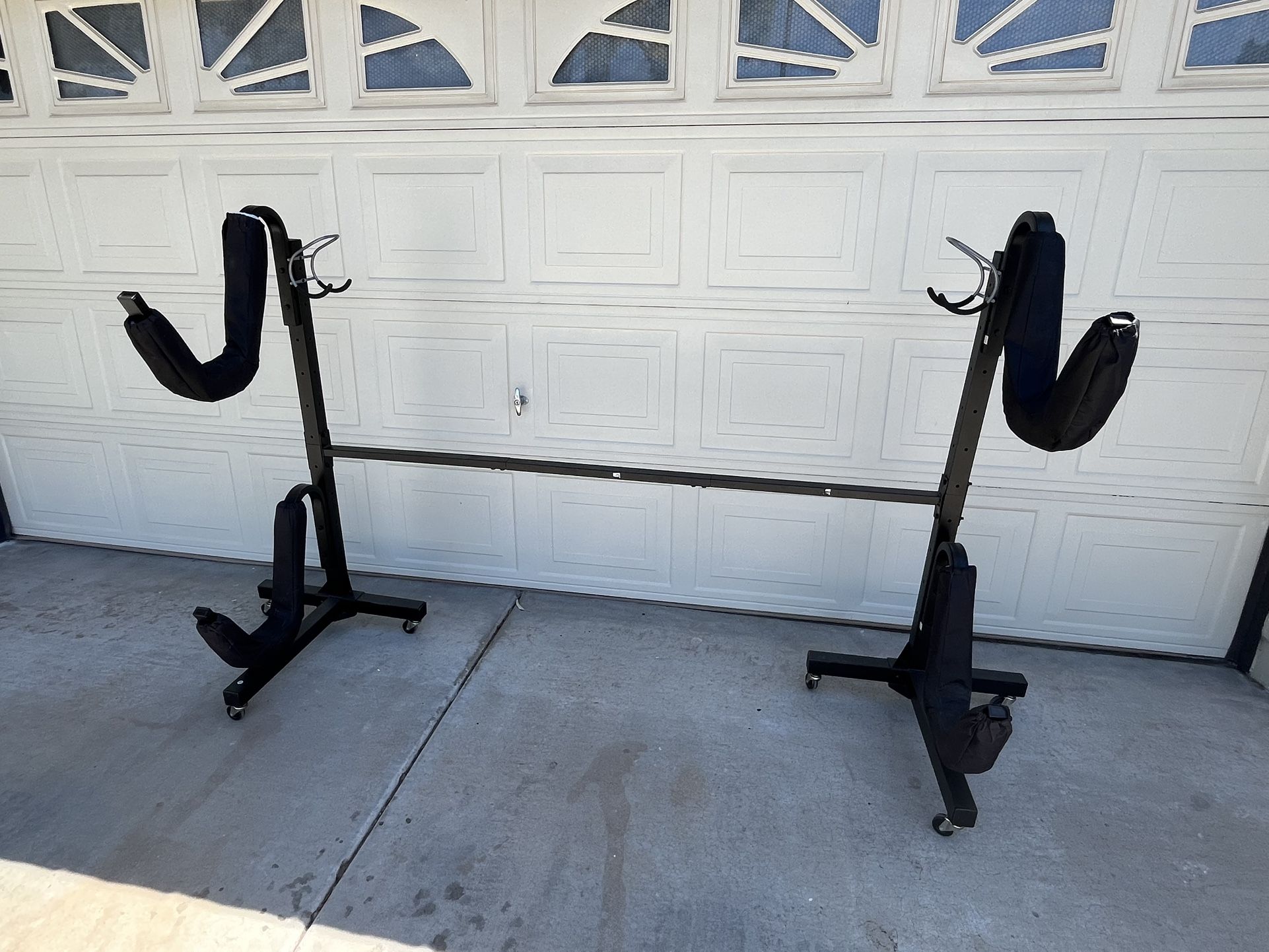 Double Kayak Storage Rack w/wheels Freestanding