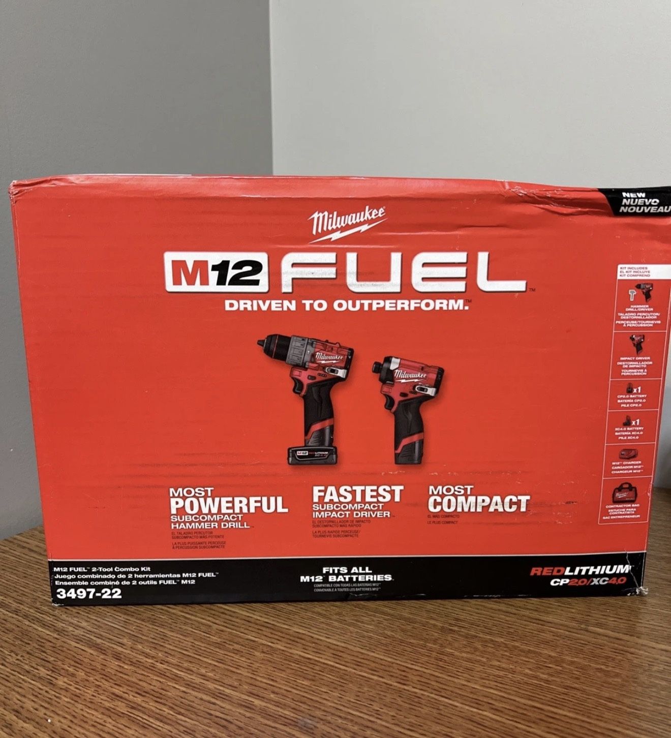 New Milwaukee 3497-22 M12 FUEL Impact Driver And Hammer Drill 2-Tool Combo Kit 12V