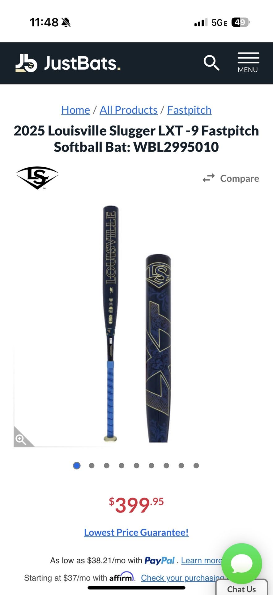 2025 Louisville Slugger LXT Fastpitch Softball Bat 33 (-9)! Brand New In Wrapper!
