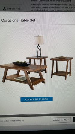 Coffee table and two side tables made of wood