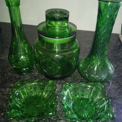 Green Glass Collection Lantern Vase Emerald Green Glass 