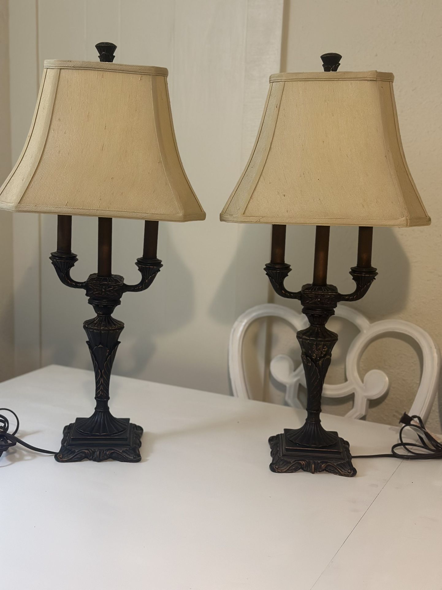 📍Pair of Bronze-Style Table Lamps – $65 (OBO)