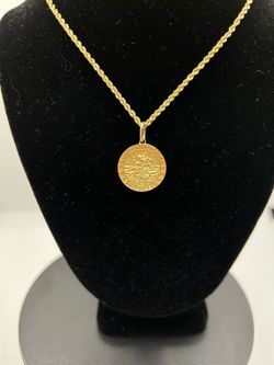 BRAND NEW Gold-Plated St. Christopher Pendant W/ Chain