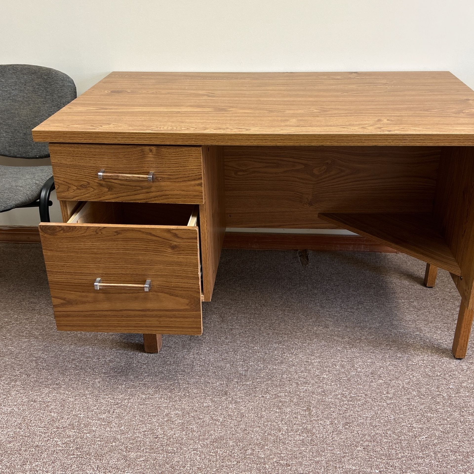 Office desk with filing cabinet built in