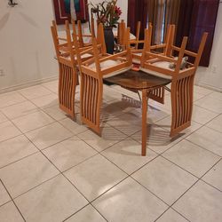 Long Back Chairs Glass Table Set