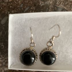 Sterling Silver and Onyx Earrings 