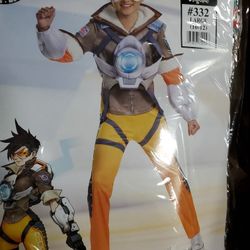 Overwatch Tracer Costume Kids Size 10-12 L Muscles