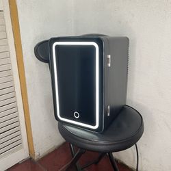 Black Mini Fridge With LED-Lighting and Dry Erase Surface