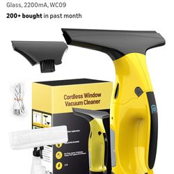 Kiato Window Vacuum Squeegee Cordless, Rechargeable Window Vacuum Cleaner with 2 X Squeegee (11"+ 6.7"), Electric Window Vac for Windows, Tiles, Mirro