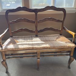 Wood / Basketweave 2 Seater Bench Two Seater