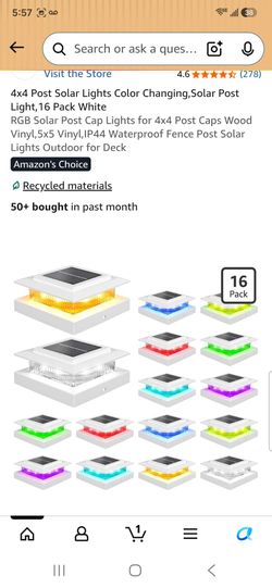 Brand New In Box 16 Pack RGB Post Solar Lights Color Changing 4x4 5x5 Post